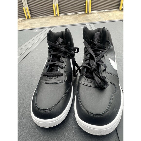 Nike Men Ebernon Mid Black White Leather Athletic Basketball Shoe Sneakers Sz 11 main image 5